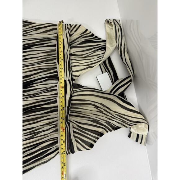 ALICE + OLIVIA Dress Sz S Striped Floral Fit Flare Halter Babydoll Silk Y2K - Picture 13 of 13